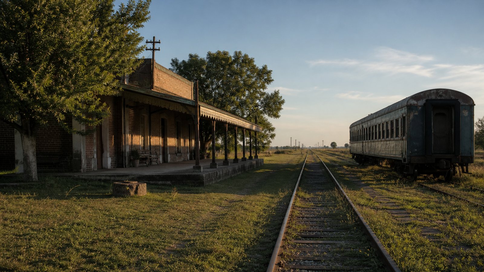 Estación ferroviaria histórica en el paisaje entrerriano, imagen ilustrativa de demostración